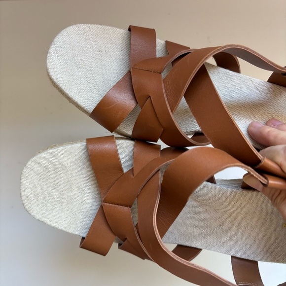 Cole Haan Crystal Slingback Espadrille Wedge Sandals Brown  Sz 7B - Picture 6 of 9